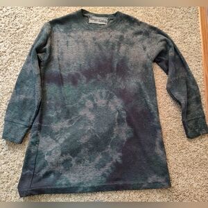 Grey/Green/Black Tie-Dye 3/4 Sleeve Thermal Shirt- Size M